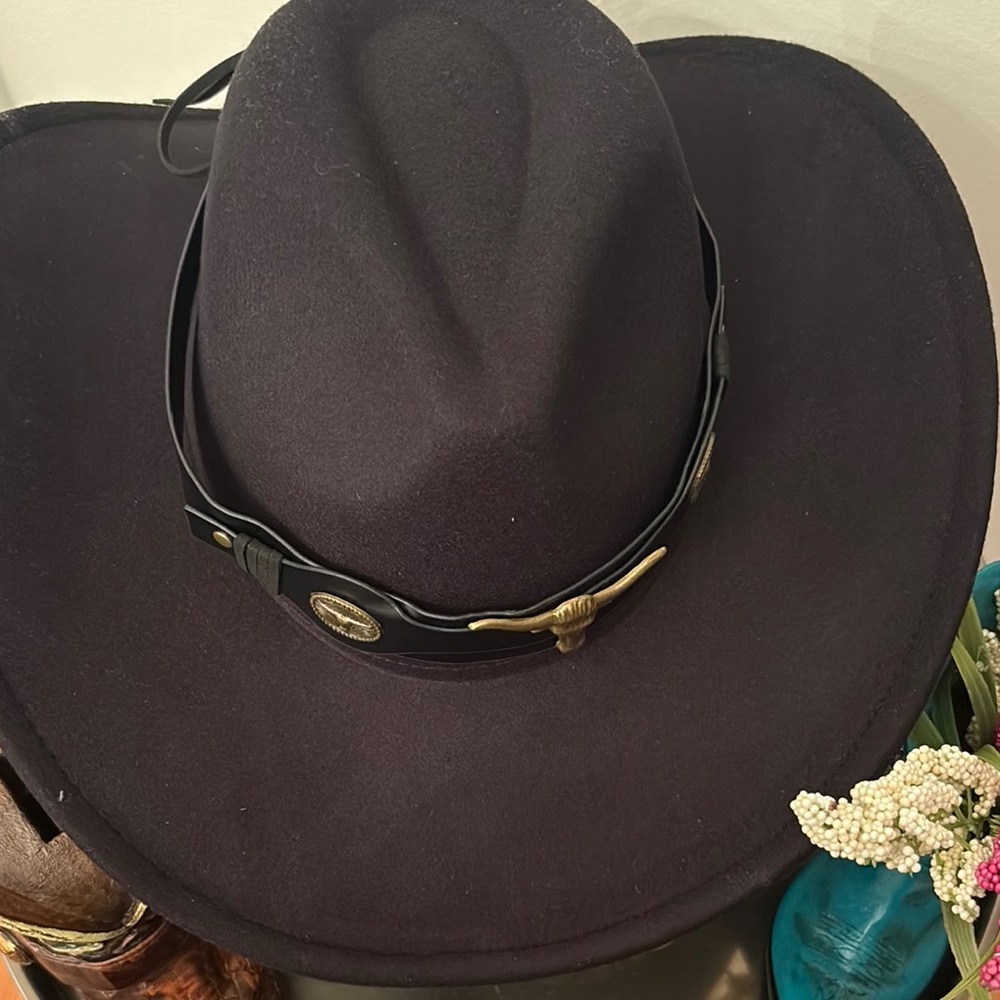 Black Cowboy Hat with Decorative Band